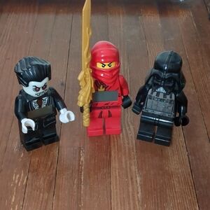 LEGO Ninja and Villains Minifigure Trio - Red, Black, and Gold Alarm Clocks